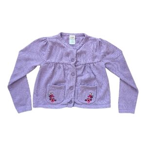 Gymboree Girls Lavender Knit Cardigan with Floral Pockets Size 5T
